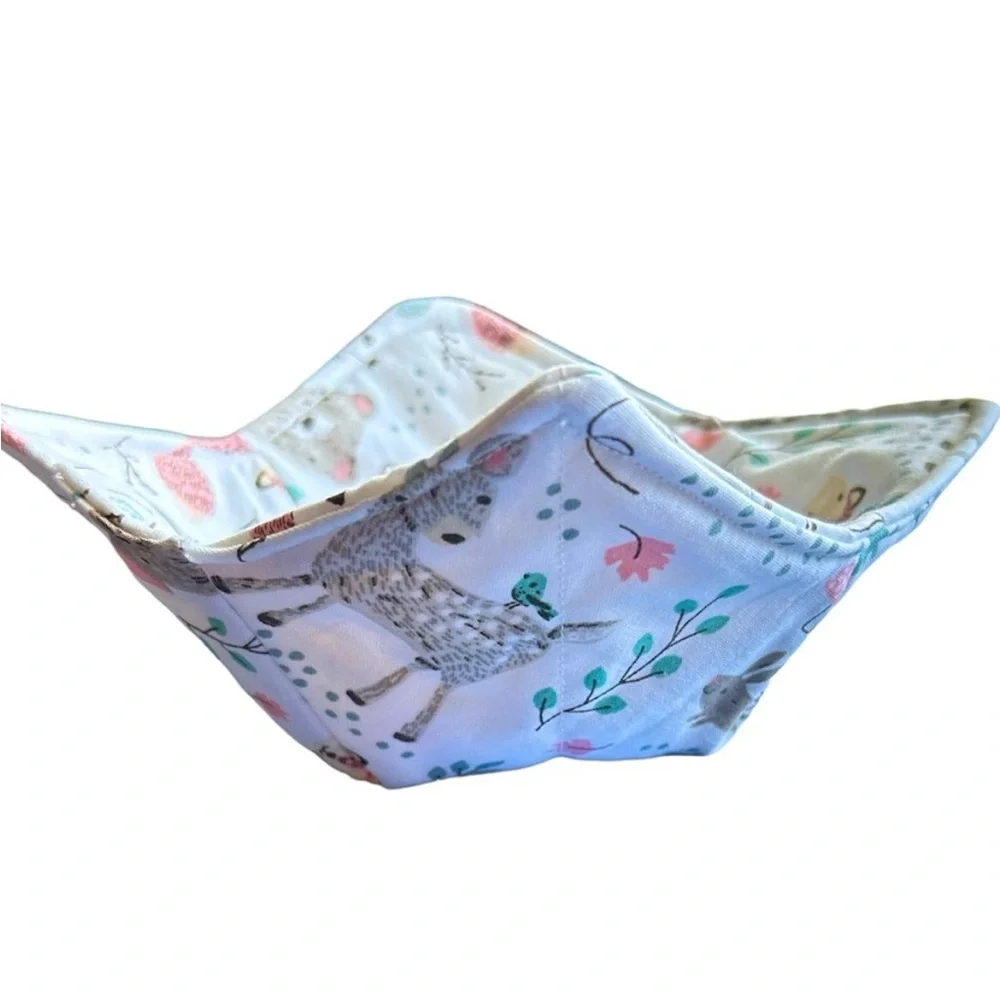 Hand Crafted Woodland Animal Print Basket Fabric Trinket Bowl Holder